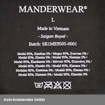MANDERWEAR® ergonomische Herrenunterwäsche mit Pouch-Design gegen Hautreibung, Kleben und Zwicken. Abbildung der hochwertigen Textildrucke auf weichem Modal-Stoff.