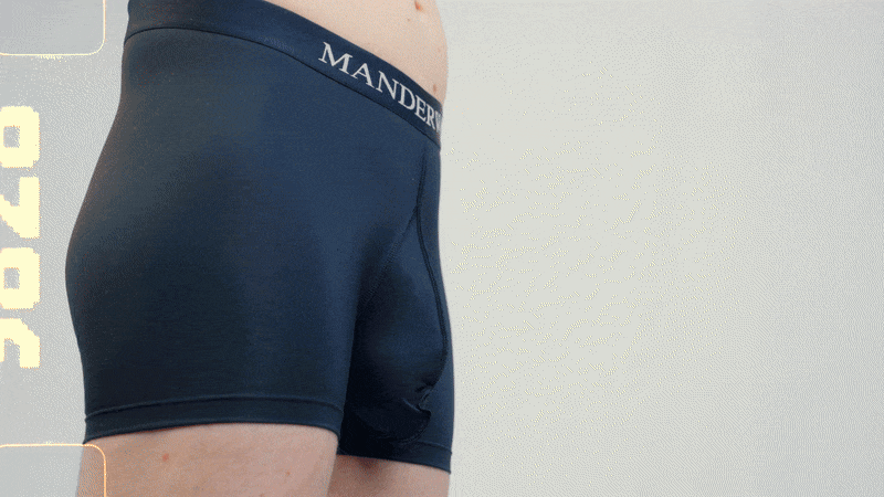 Animiertes Gif das MANDERWEAR in verschiedenen Winkeln an einem Model zeigt